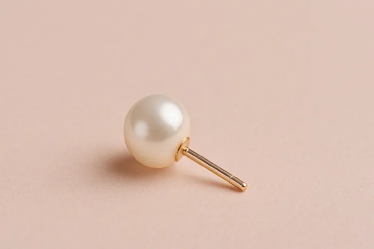 Close-up of a 6mm Akoya pearl earring, highlighting its flawless round shape and high luster. Close-up of a 6mm Akoya pearl earring, highlighting its flawless round shape and high luster.