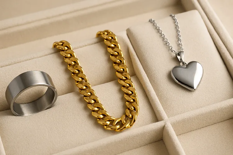 Comparison of stainless steel, gold, and silver jewelry Comparison of stainless steel, gold, and silver jewelry