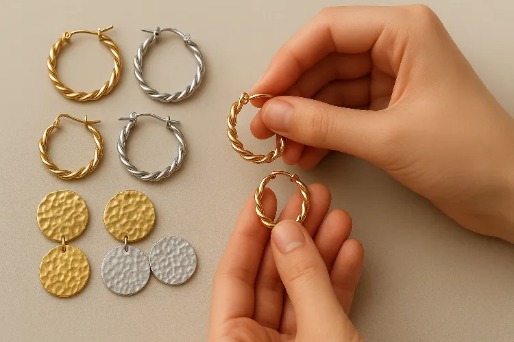 Mixing metals and textures for earrings Mixing metals and textures for earrings