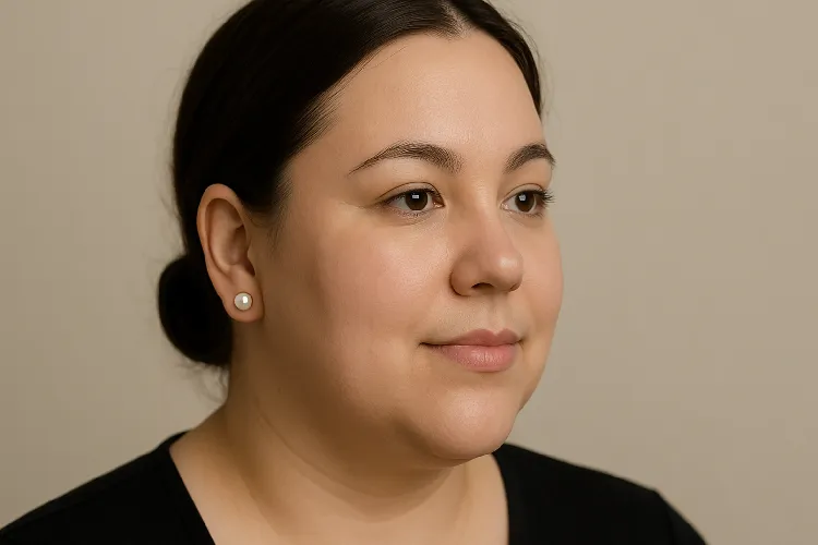 6mm earrings complementing a round face and small earlobes. 6mm earrings complementing a round face and small earlobes.
