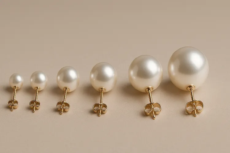 Pearl stud earrings of different sizes, simple and elegant design Pearl stud earrings of different sizes, simple and elegant design