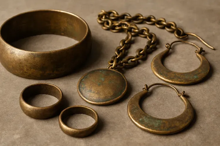 The beauty of tarnish and patina in brass jewelry, adding character over time.