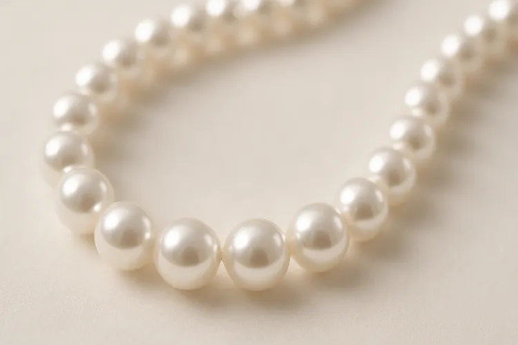 Close-up of lustrous pearls reflecting light Close-up of lustrous pearls reflecting light