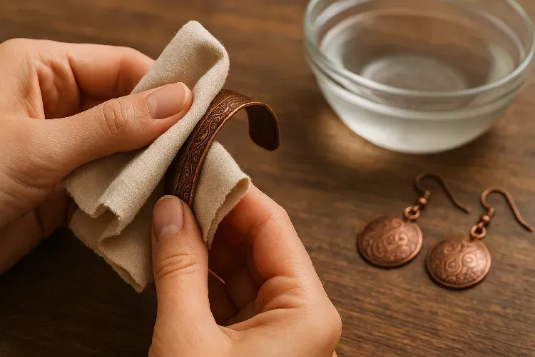 Cleaning copper jewelry to preserve its shine and prevent oxidation. Cleaning copper jewelry to preserve its shine and prevent oxidation.