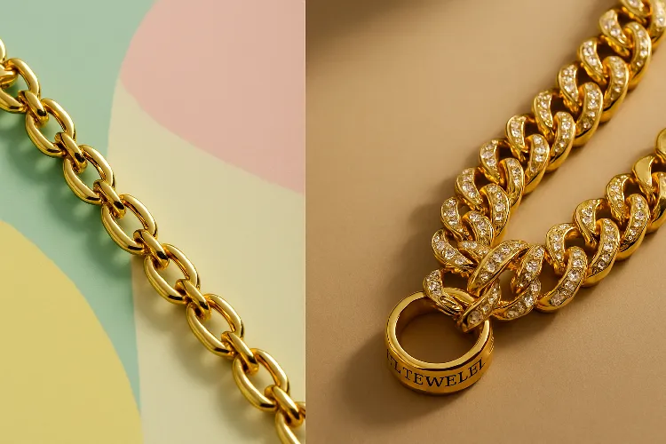 Affordable vs Luxury Gold Chains Displayed Side by Side Affordable vs Luxury Gold Chains Displayed Side by Side