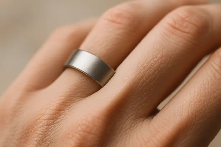 Titanium wedding band - Lightweight, hypoallergenic, and modern.
