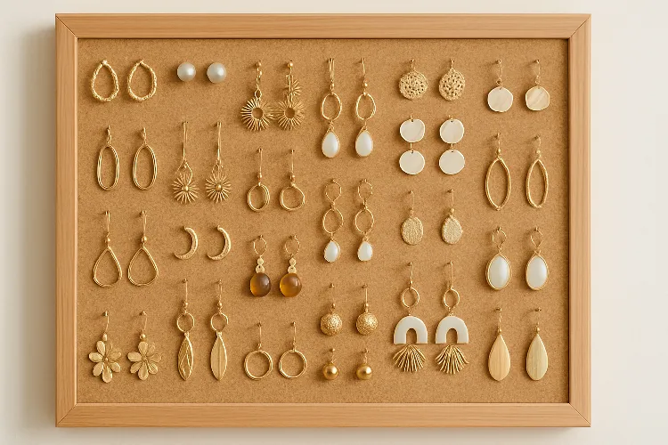Chic cork board earring display. Chic cork board earring display.