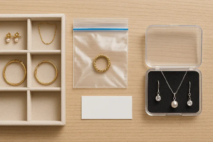 Anti-tarnish storage bags and protective strips for keeping jewelry in optimal condition Anti-tarnish storage bags and protective strips for keeping jewelry in optimal condition