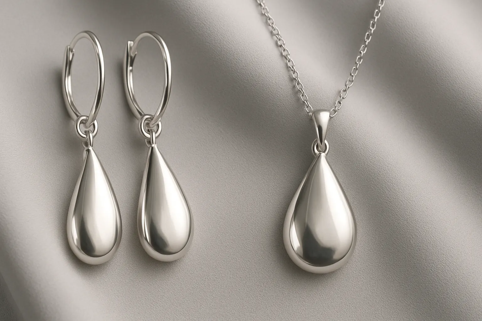Pure silver earrings and pendants showcase the purity and luster of Fine silver.