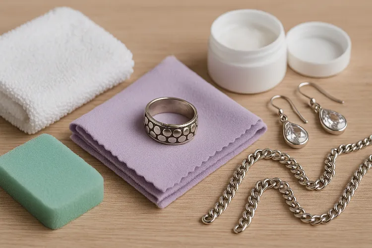 Cleaning supplies for silver-plated jewelry. Cleaning supplies for silver-plated jewelry.