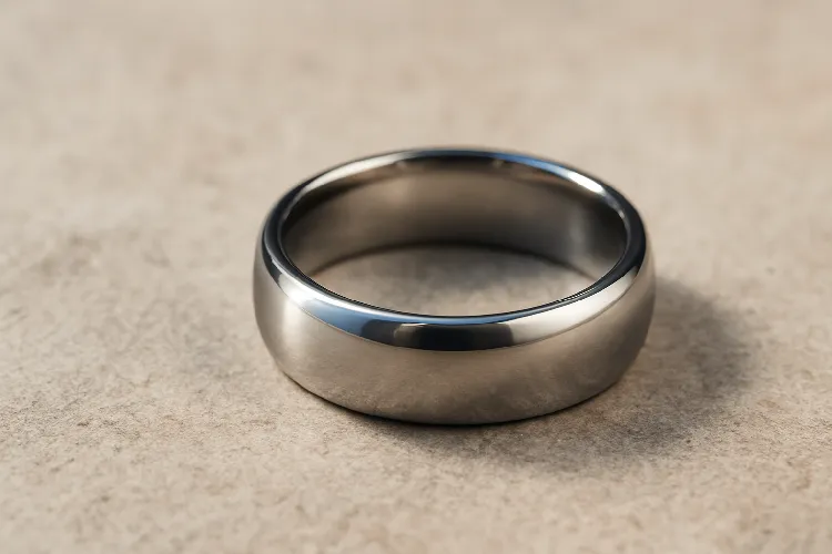 Durable and sleek titanium ring close-up. Durable and sleek titanium ring close-up.