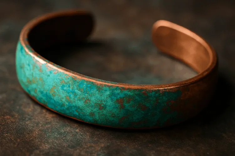 Copper jewelry with unique green-blue patina effect. Copper jewelry with unique green-blue patina effect.