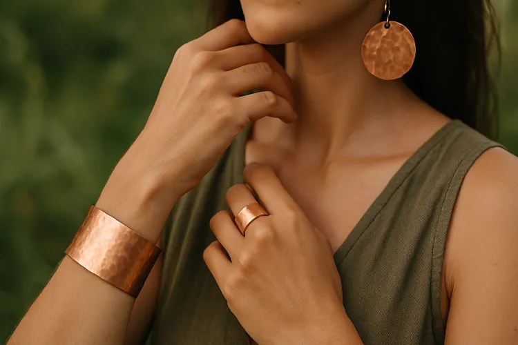 Wearing copper jewelry for both its timeless beauty and potential health benefits Wearing copper jewelry for both its timeless beauty and potential health benefits