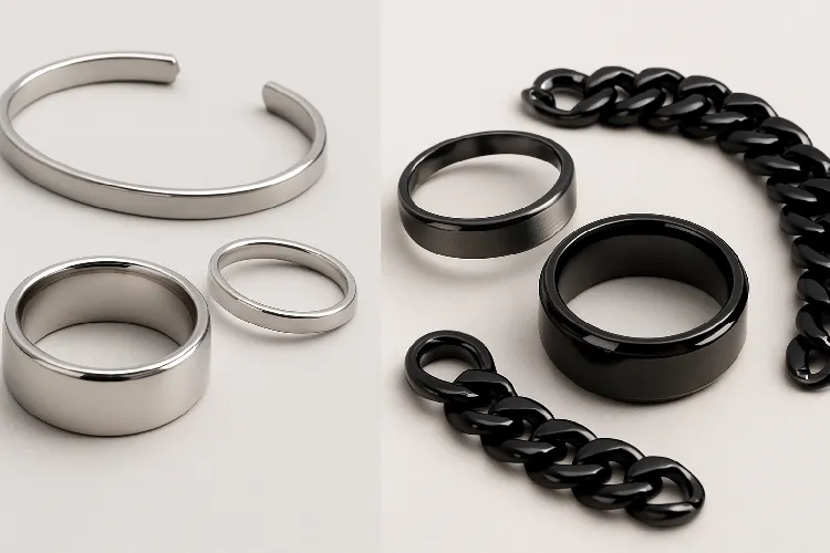 Comparing titanium and tungsten jewelry - Key differences in style and durability.