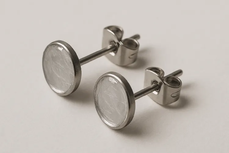 Hypoallergenic stainless steel earrings with protective coating