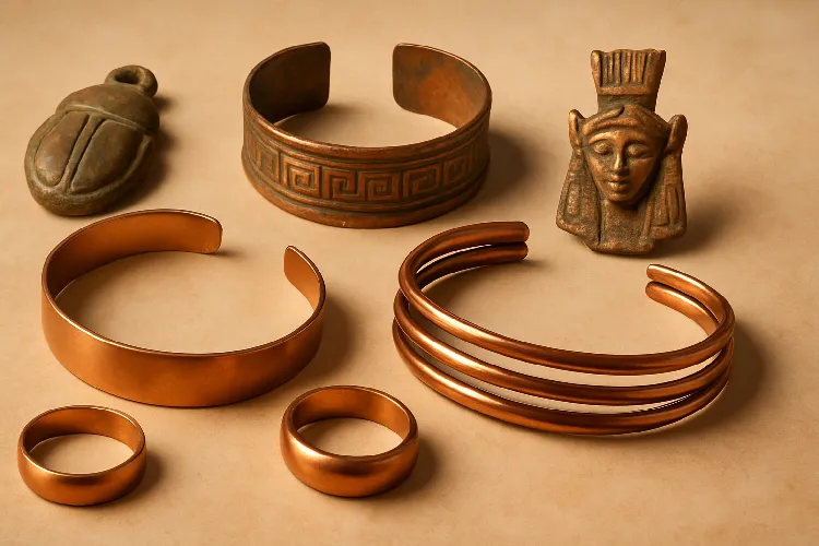 Copper jewelry’s cultural significance, from ancient Egyptian artifacts to modern designs. Copper jewelry’s cultural significance, from ancient Egyptian artifacts to modern designs.