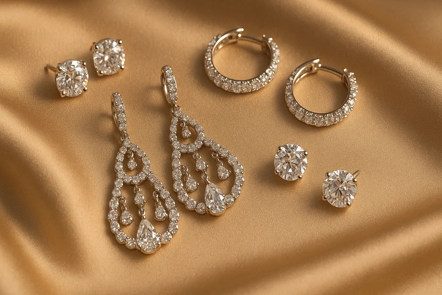 Elegant diamond earrings collection showcasing different styles