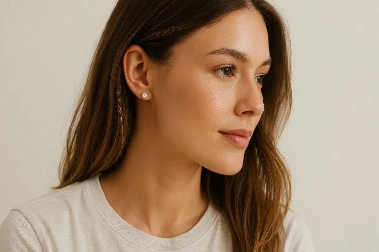Simple diamond stud earrings for a casual, everyday look Simple diamond stud earrings for a casual, everyday look
