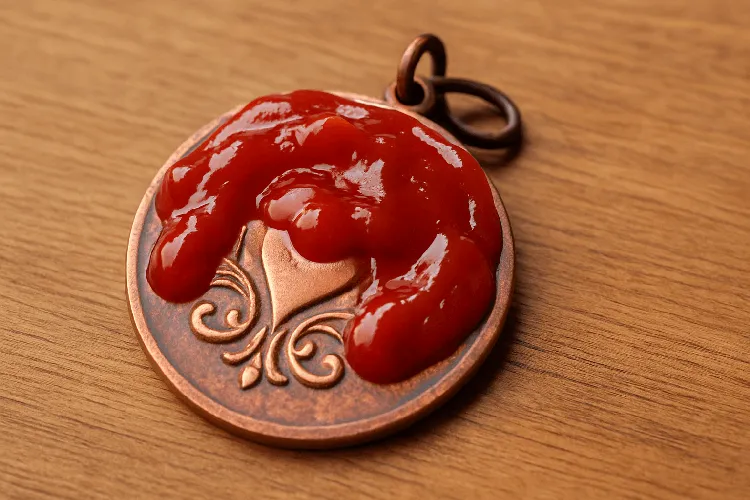 Cleaning copper jewelry with ketchup. Cleaning copper jewelry with ketchup.