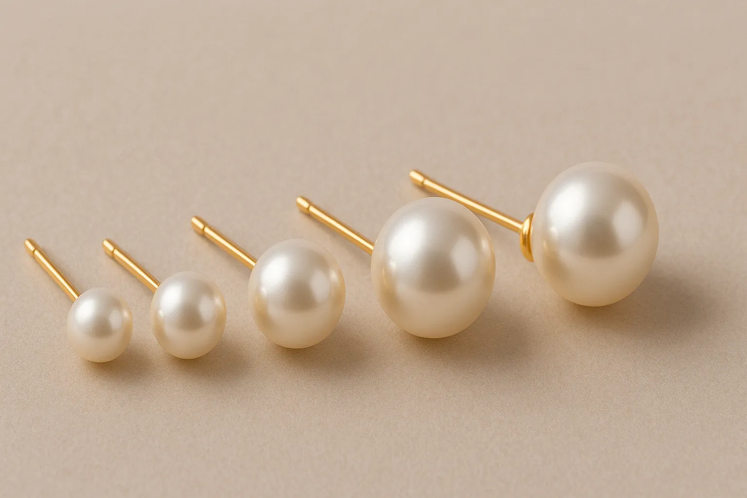Elegant pearl earrings in various sizes, showcasing timeless beauty.