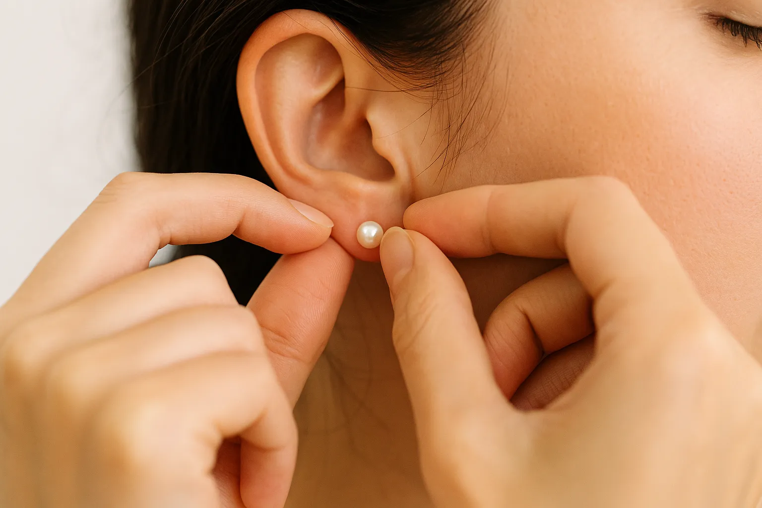 Illustration of the steps for removing earrings.