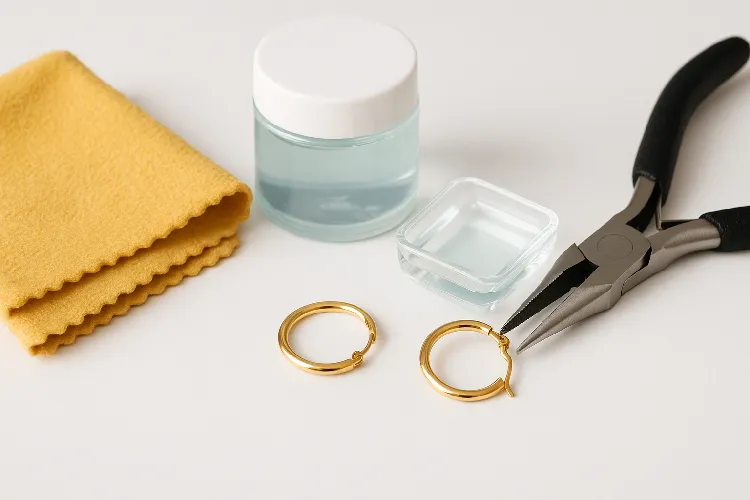 Jewelry maintenance tools for cleaning earring clasps. Jewelry maintenance tools for cleaning earring clasps.