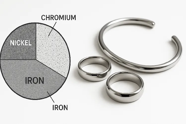 Visual interpretation diagram of stainless steel composition and jewelry Visual interpretation diagram of stainless steel composition and jewelry