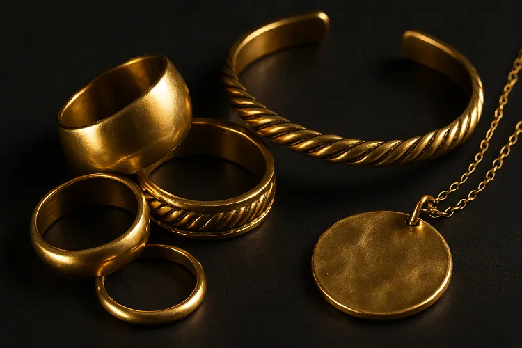 Brass jewelry with a warm golden hue Brass jewelry with a warm golden hue