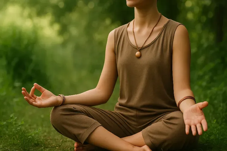 Copper jewelry worn for emotional balance and spiritual healing during meditation Copper jewelry worn for emotional balance and spiritual healing during meditation