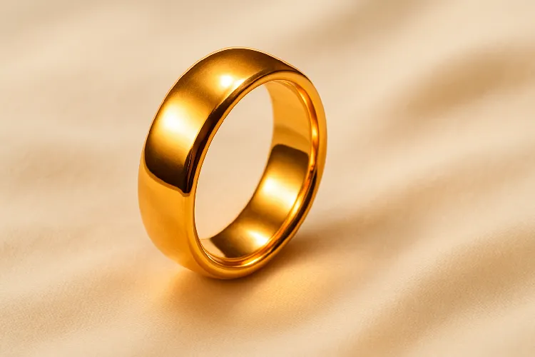 Gold-plated copper ring with a shiny, luxurious finish Gold-plated copper ring with a shiny, luxurious finish