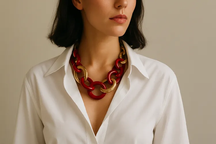 Statement necklace with simple outfit Statement necklace with simple outfit