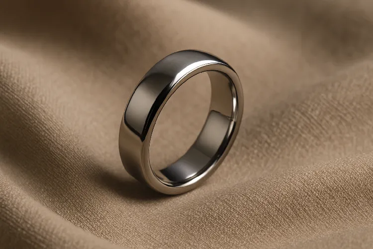 Close-up of a shiny titanium ring Close-up of a shiny titanium ring