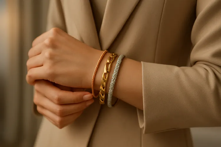 Balanced and elegant bracelet stack. Balanced and elegant bracelet stack.