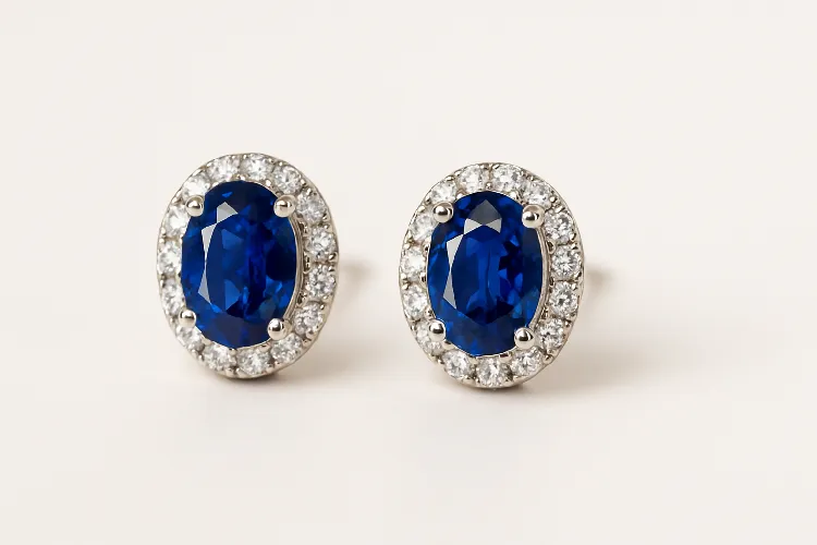 Classic blue sapphire earrings with deep blue hues Classic blue sapphire earrings with deep blue hues