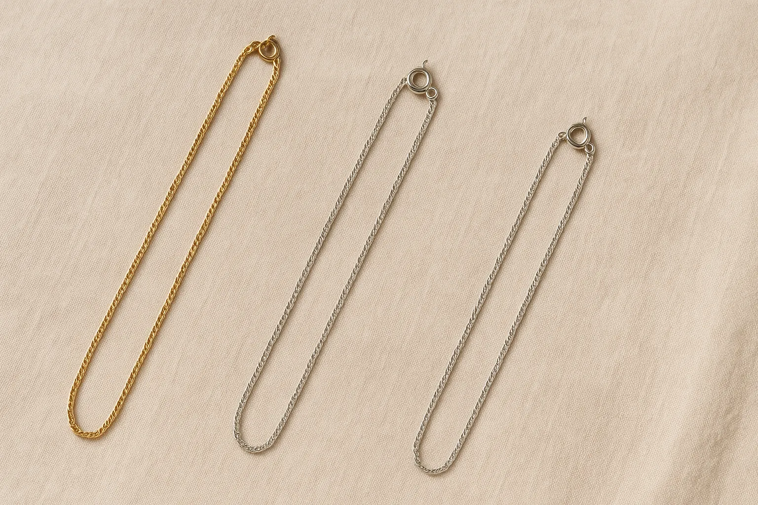Two necklaces side by side showing 16-inch and 18-inch lengths