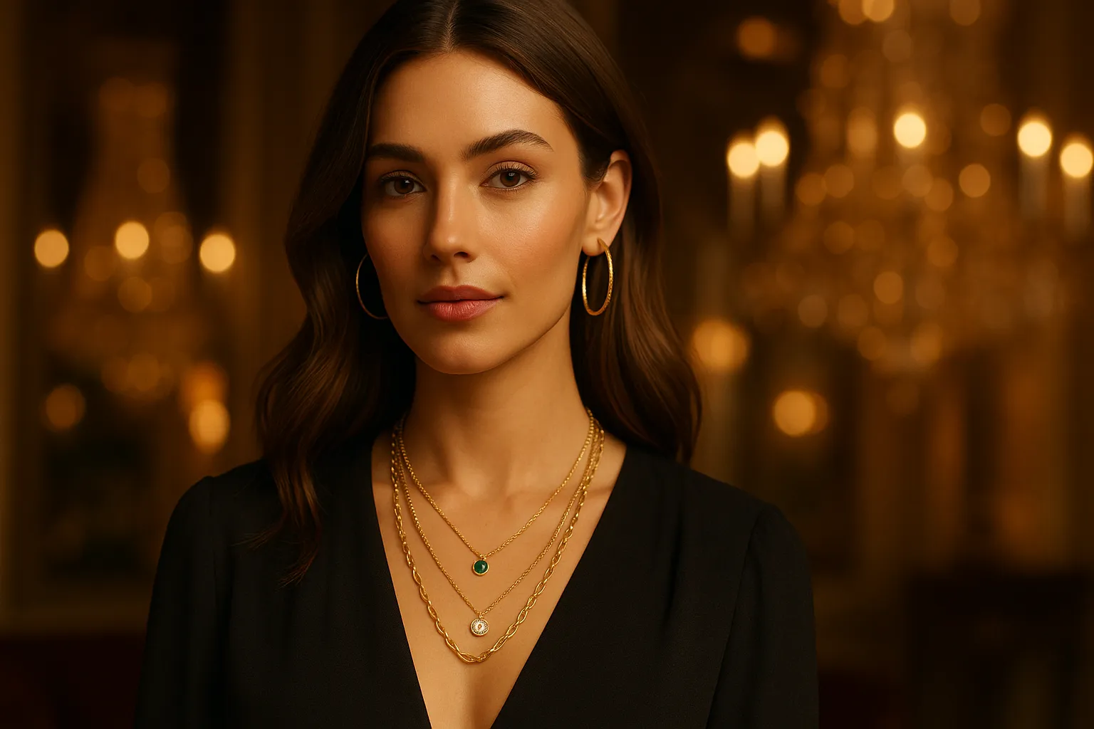 Elegant woman wearing signature jewelry