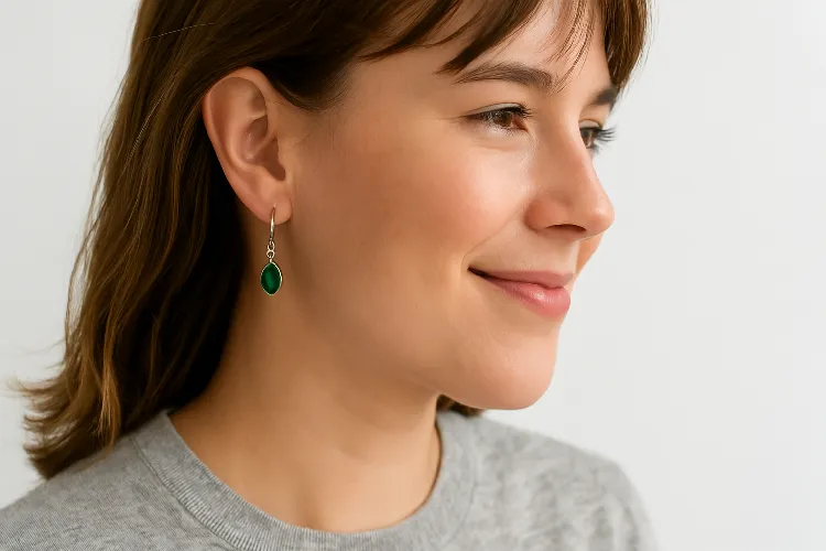 Styling birthstone earrings with casual outfit Styling birthstone earrings with casual outfit