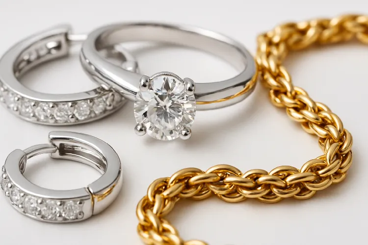 Shiny Platinum, White Gold, Yellow Gold Jewelry Shiny Platinum, White Gold, Yellow Gold Jewelry