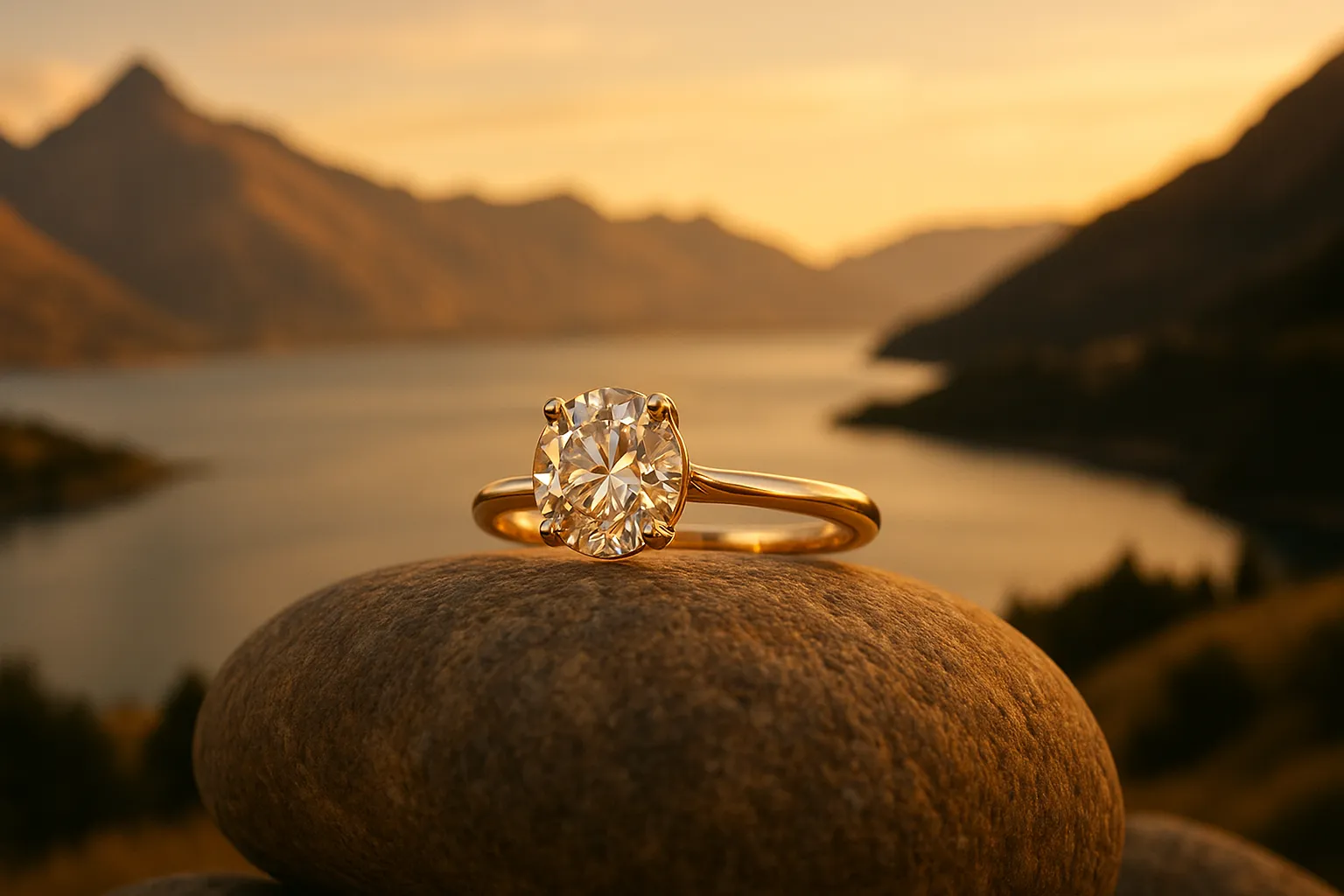 Custom jewelry with a scenic New Zealand backdrop.
