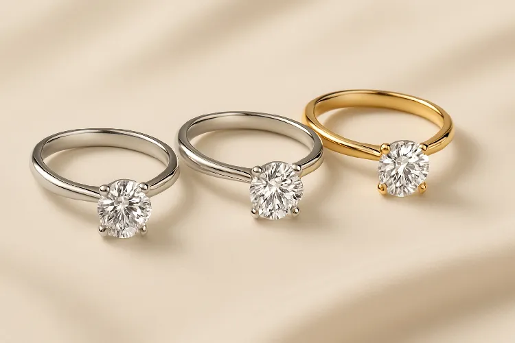 Aesthetic Jewelry Display: Platinum, White Gold, Yellow Gold Rings Aesthetic Jewelry Display: Platinum, White Gold, Yellow Gold Rings