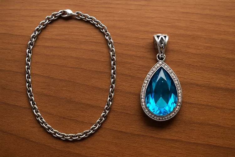 Side-by-side comparison of necklace and pendant" Side-by-side comparison of necklace and pendant"