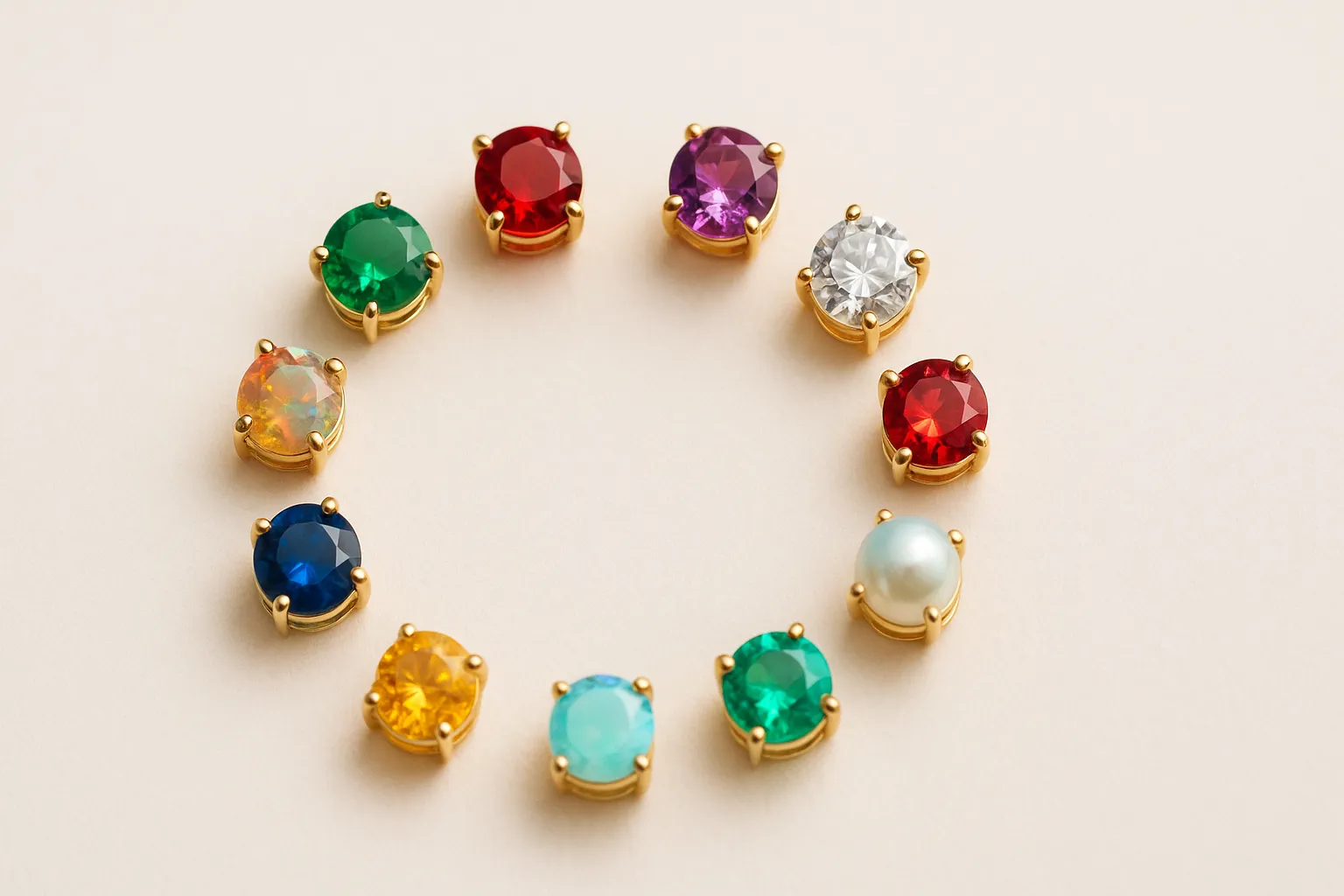 Elegant birthstone earrings with colorful gemstones