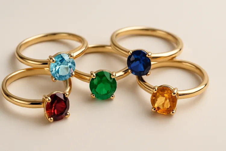 Timeless gold rings with colorful birthstones Timeless gold rings with colorful birthstones