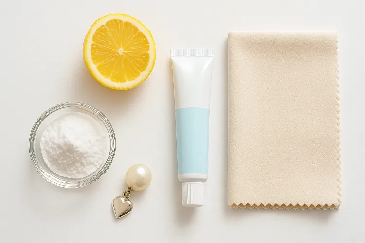 Jewelry cleaning supplies ready for use Jewelry cleaning supplies ready for use