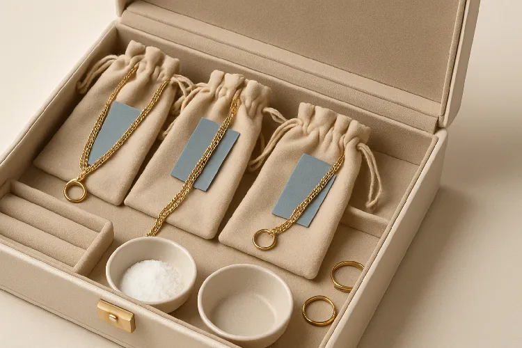 Proper necklace storage in jewelry box Proper necklace storage in jewelry box