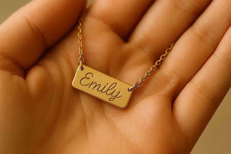 Custom gold necklace with name engraving Custom gold necklace with name engraving