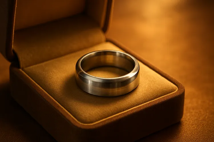 The stainless steel ring in the jewelry box The stainless steel ring in the jewelry box