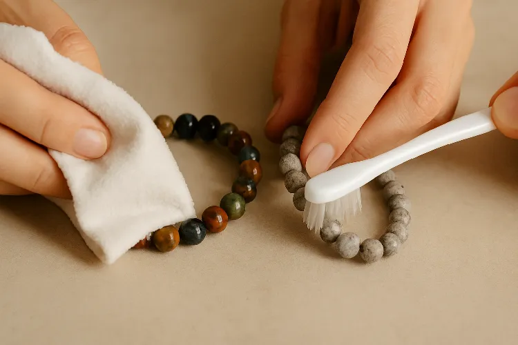 Cleaning delicate beaded bracelets with care Cleaning delicate beaded bracelets with care