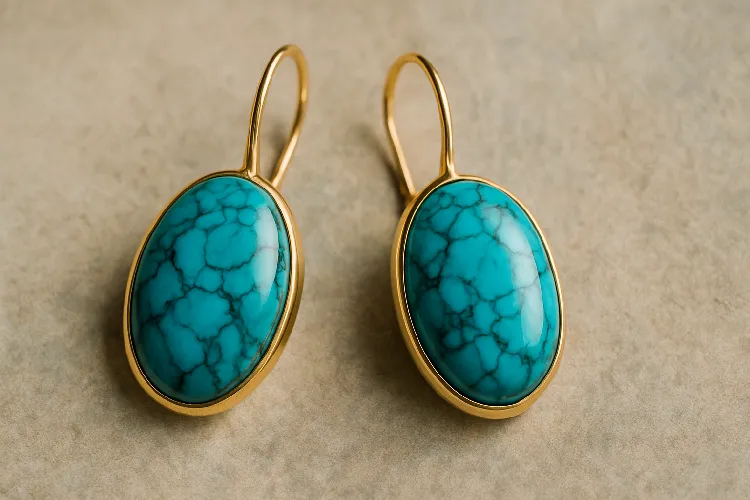 Stunning turquoise earrings with rich blue-green hues Stunning turquoise earrings with rich blue-green hues