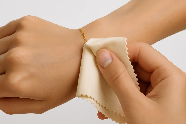 Cleaning permanent bracelet with cloth Cleaning permanent bracelet with cloth